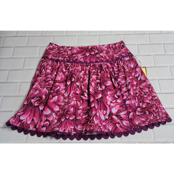 Kika Vargas Mum Floral Scallop Edge Wrap Mini Skirt w/ Pockets Women's Size 4 - Picture 2 of 9